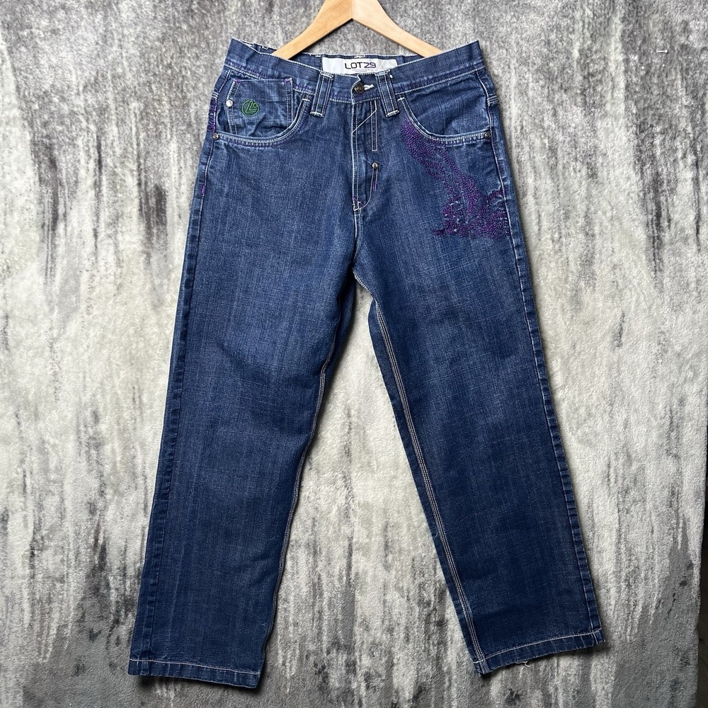 Vintage Lot 29 Warner Bros Embroidered Blue Jeans Men's‎ Size 32x30 Baggy